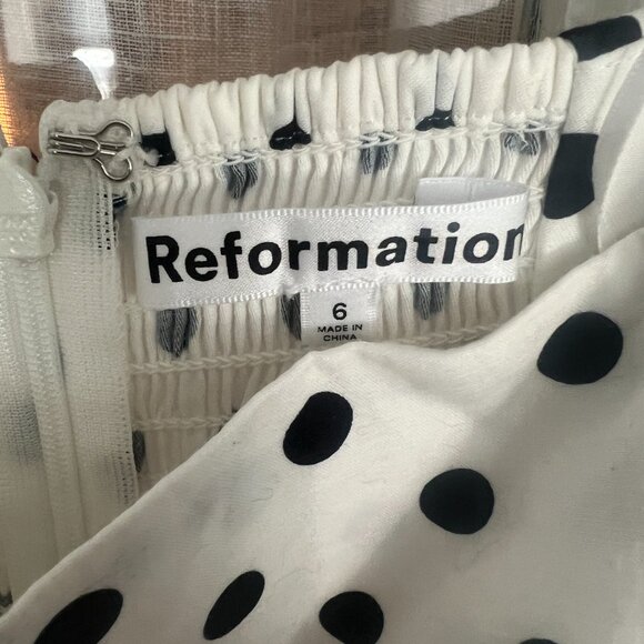 Reformation Black and White Polka Dot Midi Dress - Picture 3 of 4